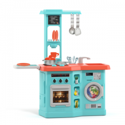 Cocina con planchador azul
