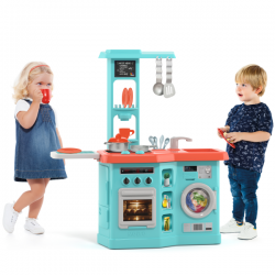 Cocina con planchador azul