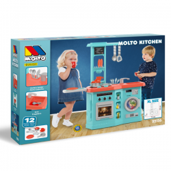 Cocina con planchador azul
