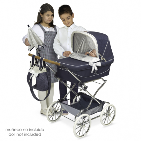Coche de muñecas "reborn" plegable con sombrilla vintage 90cm