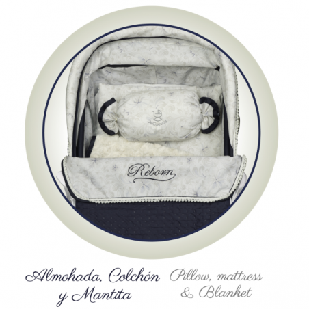 Coche de muñecas "reborn" plegable con sombrilla vintage 90cm