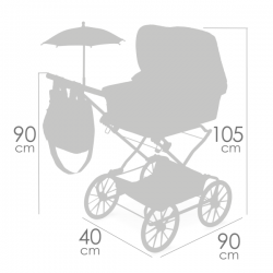 Coche de muñecas "reborn" plegable con sombrilla vintage 90cm