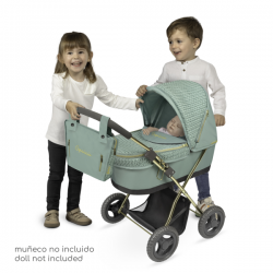 Coche de muñecas plegable con sombrilla y bolso capriccio 60cm