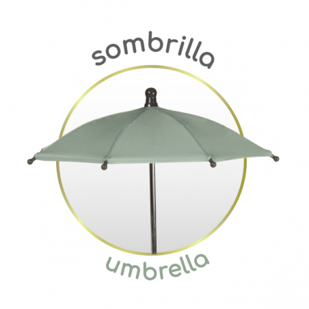 Coche de muñecas plegable con sombrilla y bolso capriccio 60cm