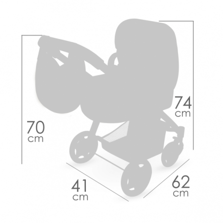 Coche de muñecas 3x1 plegable tulipe 70cm