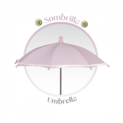 Coche muñecas "reborn" plegable con sombrilla 90cm