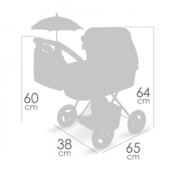 Coche de muñecas plegable con sombrilla sophie 60cm