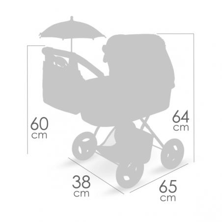 Coche de muñecas plegable con sombrilla sophie 60cm