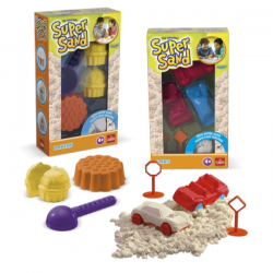 Un surtido de 2 sets de moldes de Super Sand.
2 temas: los coches y la repostería.
A partir de 4 año