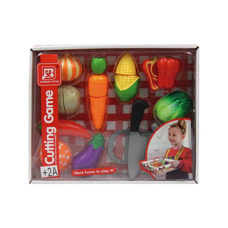Set verduras partidas con tabla y cuchillo