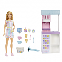 Barbie y su heladeria muñeca rubia