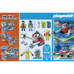 Reescate maritimo operacion medio ambiente con bote de buceo playmobil city action
