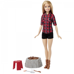 Sal de acampada con Barbie®; Viene con una hoguera que emite luces y sonidos realistas. ¡Es muy dive