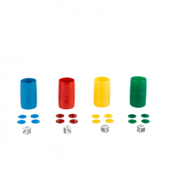 Caja plástico.
Set completo de 4 cubiletes de plástico. Azul, Rojo, Verde y Amarillo. En caja de pl