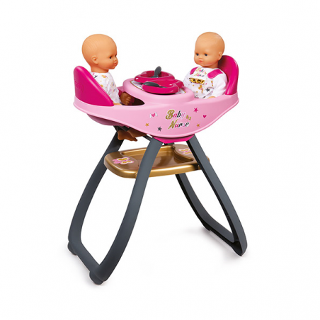La nueva trona gemelar 2 en 1 de Baby Nurse incluye 2 platos y 2 cucharas. Es una silla alta para 2