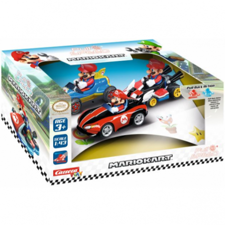 COCHE MARIO KART PULL AND SPEED - MARIO 3 PACK