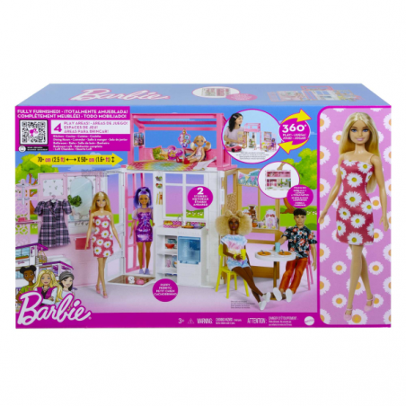 Barbie casa 2 pisos con muñeca